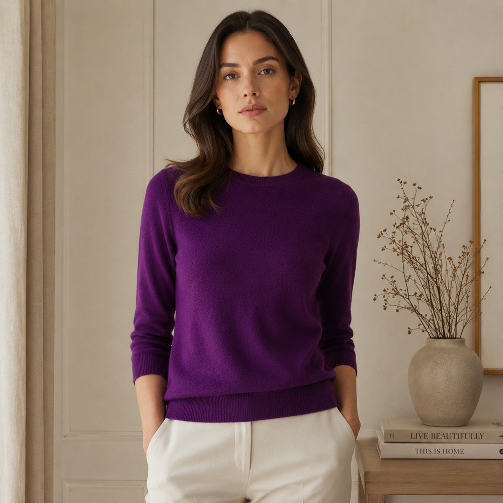Talbots Cashmere Sweater Women Size S Purple Crewneck Chic Classic Quiet Luxury
